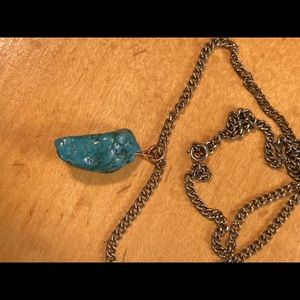 2/$10 Vtg Turquoise Nugget on Silver Tone Necklace